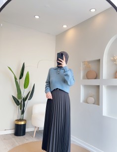 896 pliseli etek - koyu gri 2