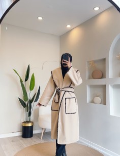 50708 şal yaka nakışlı kaşe...