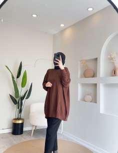 40430 fitilli kısa tunik kahve