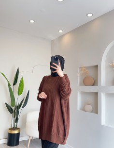 40430 fitilli kısa tunik kahve 2