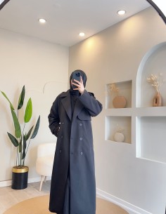 2924 tam boy trenç - siyah