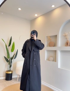 2924 tam boy trenç - siyah 2