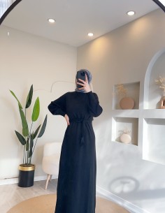 9017 kuşaklı triko elbise -... 2