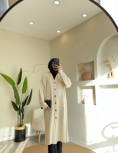 2759 uzun hırka krem