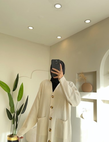 2759 uzun hırka krem