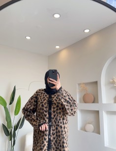 8676 uzun leopar hırka kahve 2