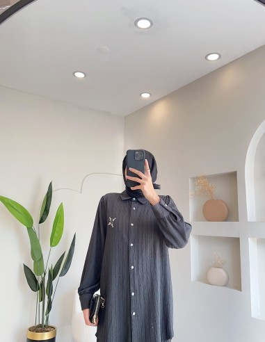 7027 örme detaylı takım - gri