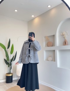 KB7052 bağcıklı keçe ceket-...