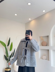 KB7052 bağcıklı keçe ceket-... 2