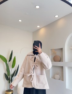 KB7052 bağcıklı keçe ceket-...