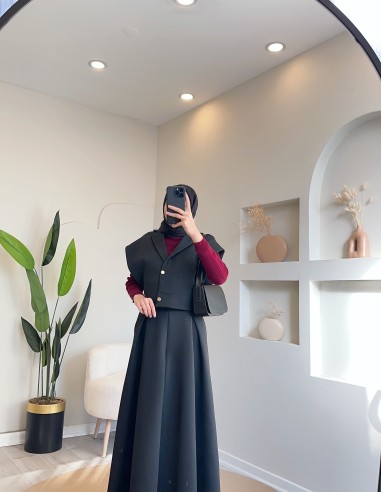 51005 yanları çıtçıtlı etek takım -...