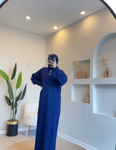 2941 düğmeli triko elbise -...