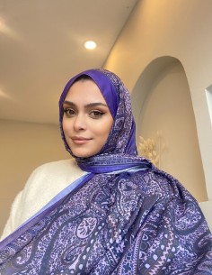 08 etamin desen ipek şal - mor