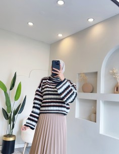 E-233 renkli çizgili kazak...