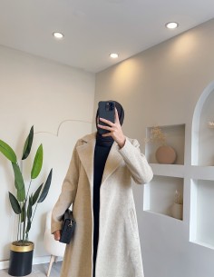0118 kaşe kaban - bej 2