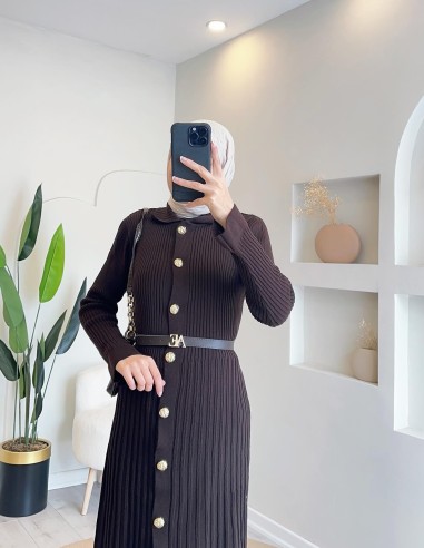 5005 NELLİE GOLD DÜĞMELİ TRİKO ELBİSE...