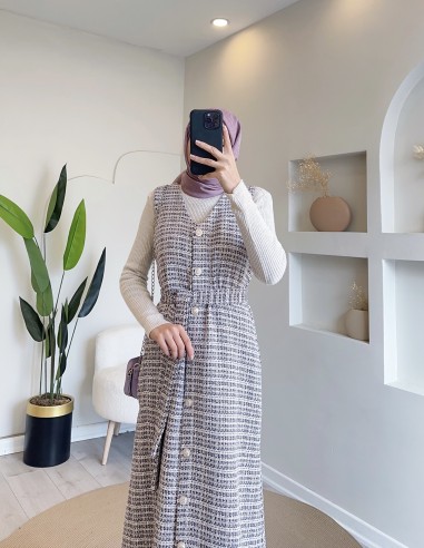 61094 boydan düğmeli tüvit jile - mor