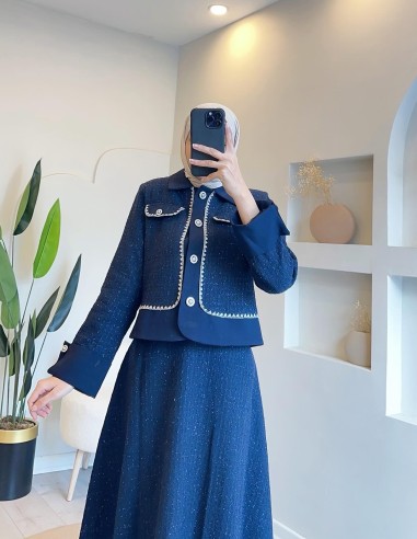 2905 düğmeli tüvit takım - Lacivert