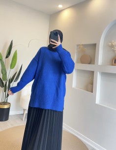 51701 düz tunik - saks mavi