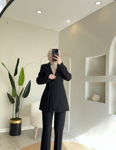 2049 Plise detay takım siyah