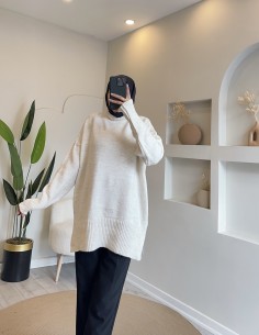 51701 düz tunik - krem 2