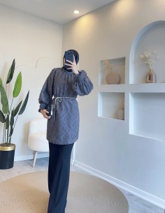 5071 Simli tunik -Gri