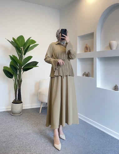 2965 plise detay liya etekli takım -...