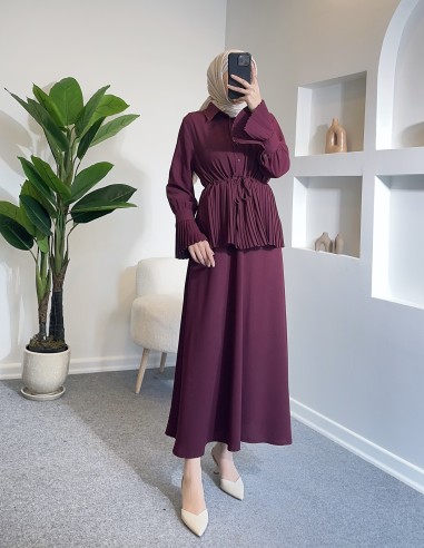 2965 plise detay liya etekli takım -...