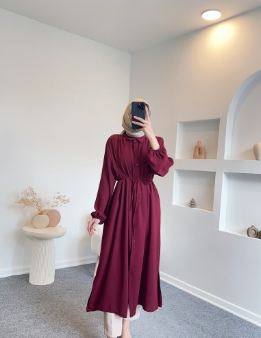 8788 kuşaklı afra tunik - bordo