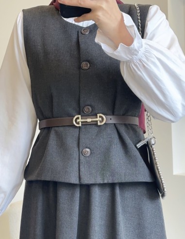 7034 dora ceket etekli takım - Gri