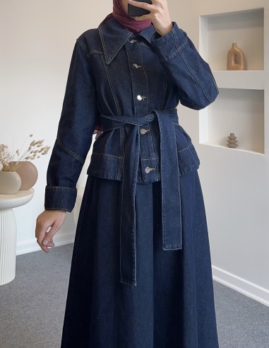 9009 valencıa kot etekli takım -Koyu...