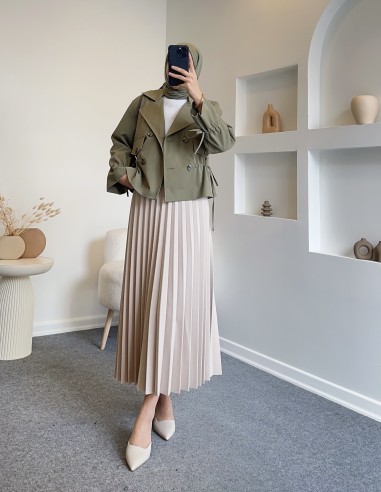 2957 etek üstü vakko trençkot - Yeşil