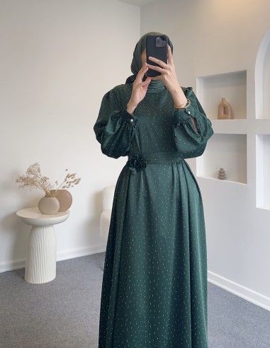 2492 gül tokalı ışıltılı elbise -...