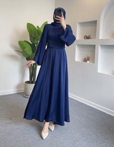 9576 İspanyol kol elbise - Lacivert