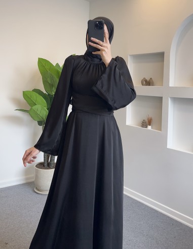 9576 İspanyol kol elbise - Siyah