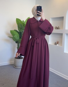9173 kuşaklı abaya - bordo 2