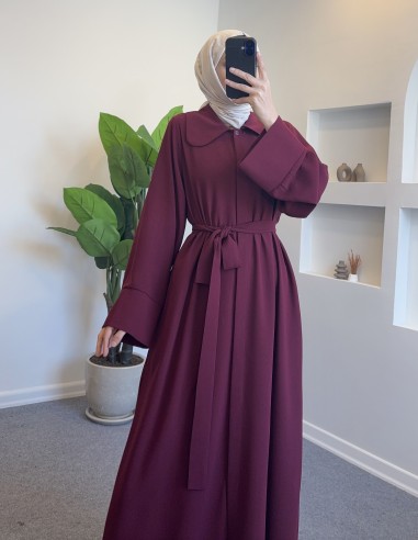 9173 kuşaklı abaya - bordo