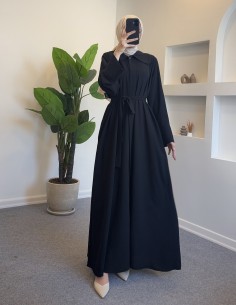 9173 kuşaklı abaya - Siyah