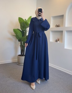 9173 kuşaklı abaya - Lacivert 2