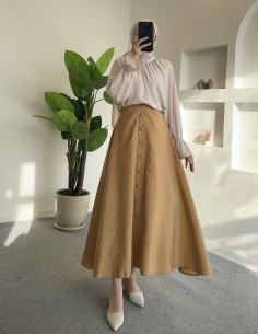 9497 önden düğmeli etek - Taba