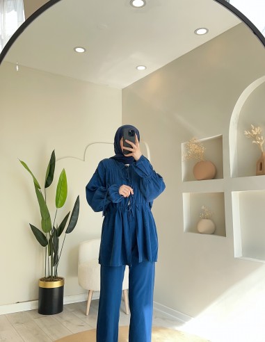 201122 lastikli detaylı takım lacivert