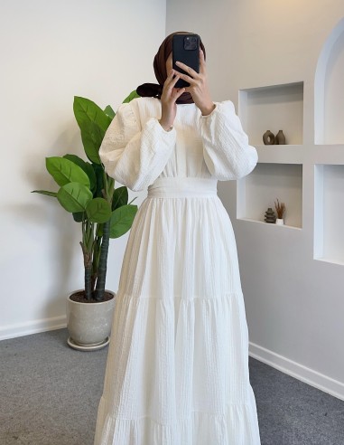 10185 lady elbise - Beyaz