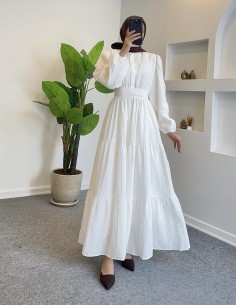 10185 lady elbise - Beyaz