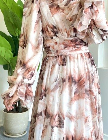 5504 şifon elbise - vizon