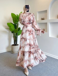 5504 şifon elbise - vizon