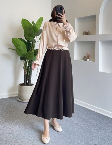 B2863 alt tarafı bağlamalı saten...