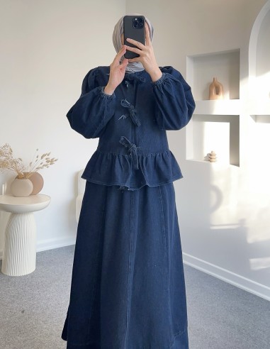 4462 fiyonklu kot takım - lacivert