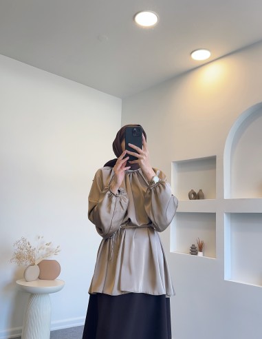 015 zara model saten tunik - Vizon