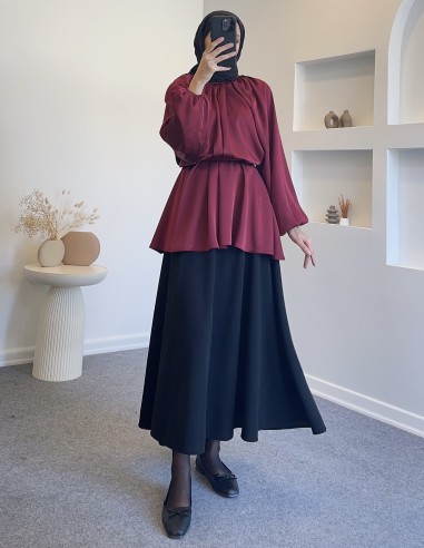 015 zara model saten tunik - Bordo
