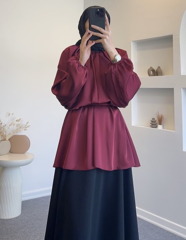 015 zara model saten tunik - Bordo